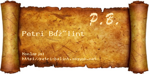 Petri Bálint névjegykártya