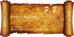 Petri Bálint névjegykártya
